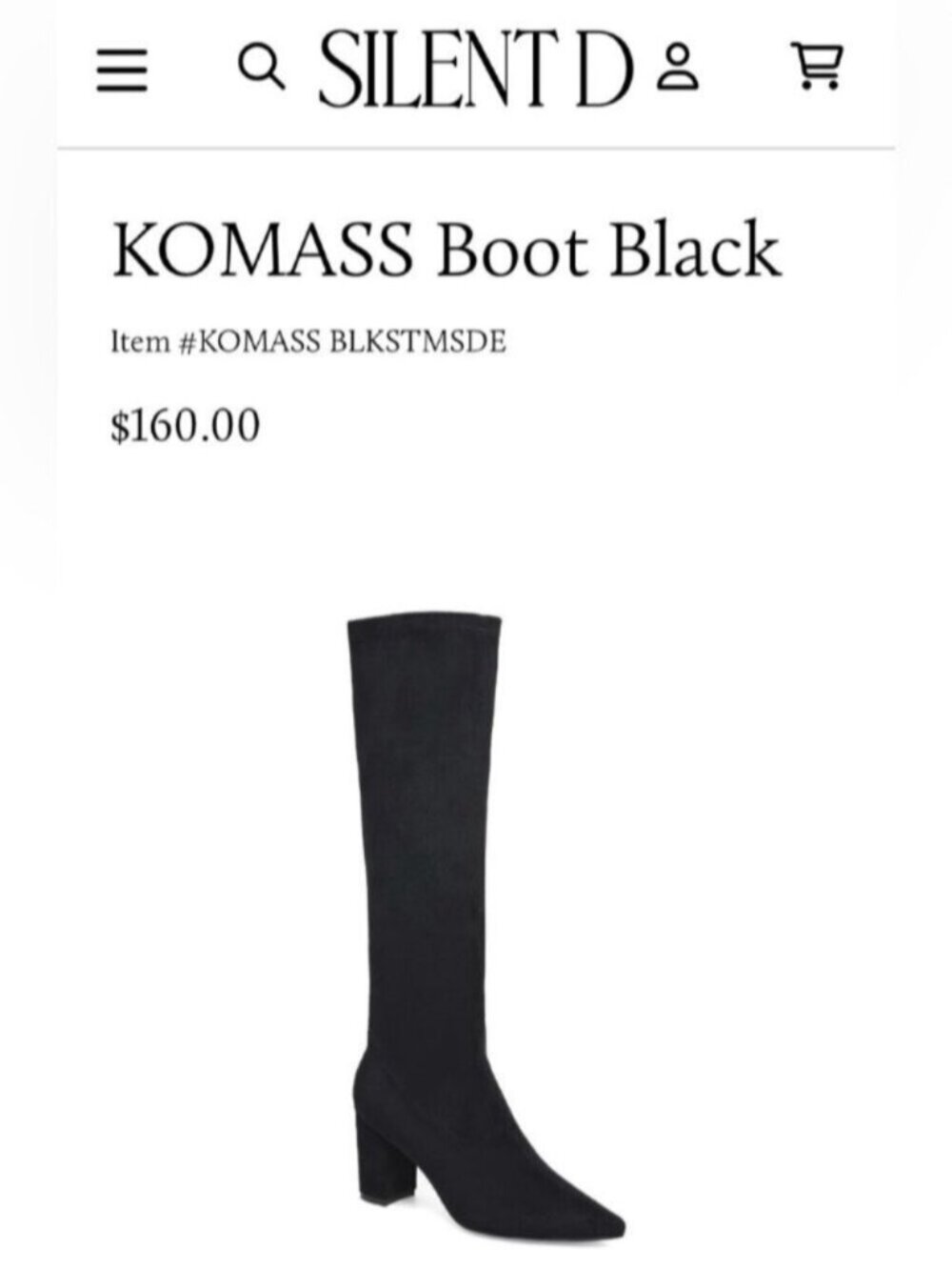NWT US 9-9.5/ EU 40W - Silent D KOMASS Knee-High Boots BLACK STRETCH (US$160) - Picture 14 of 16